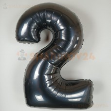 Шар (40''/102 см) Цифра, 2, Черный